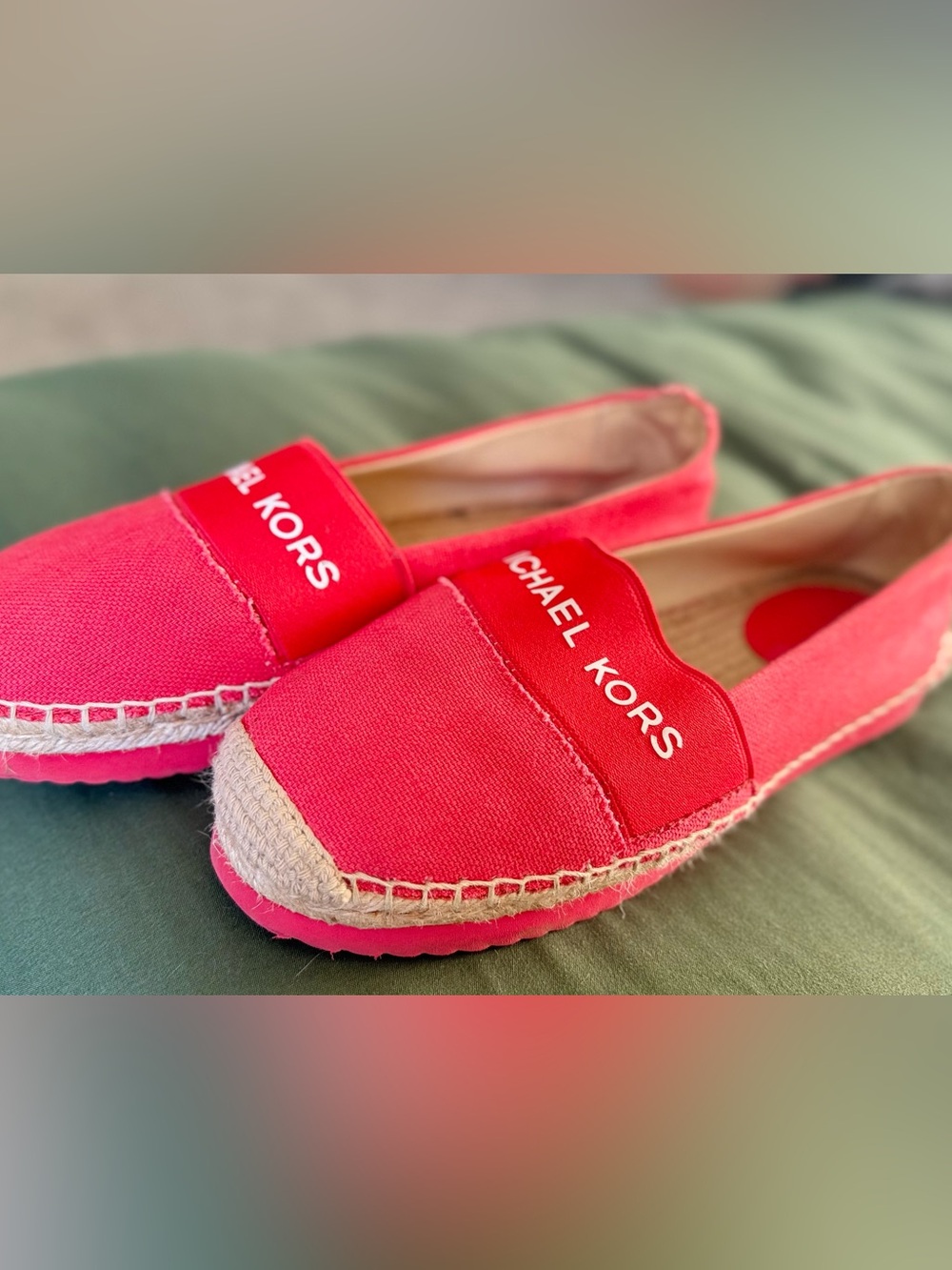 Michael Kors Red Vicky Logo Canvas Slip-On
Espadrille Shoes